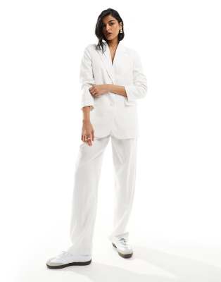 wide fit tailored pants in white pinstripe - part of a set