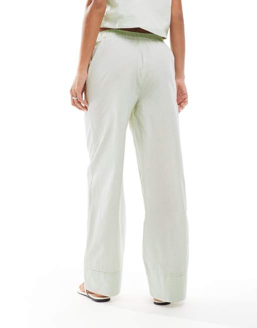 ONLY wide leg boxer detail pants in green gingham - part of a set, 2 of 5