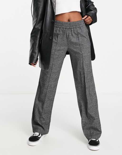 Only wide leg check trousers in grey | ASOS