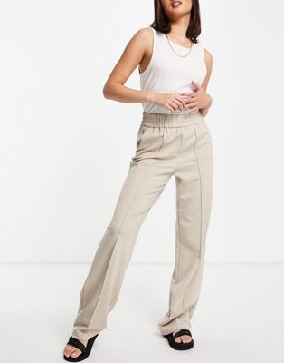 Only wide leg clean jogger in sand-Neutral