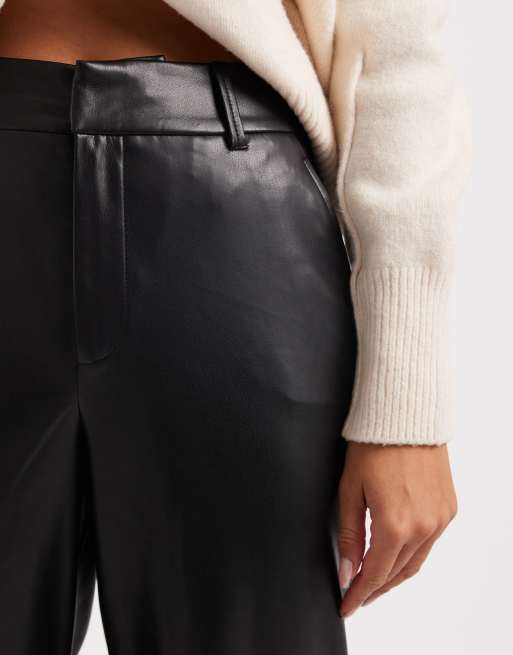 ONLY wide leg faux leather pants in black, 4 of 5