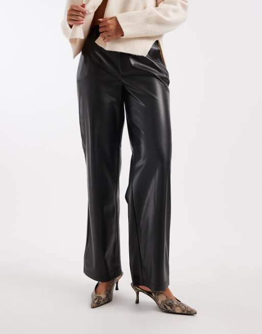 ONLY wide leg faux leather pants in black, 5 of 5