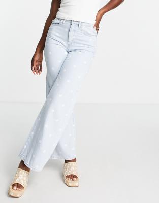 Hollister straight leg jeans with patchwork effect in light blue