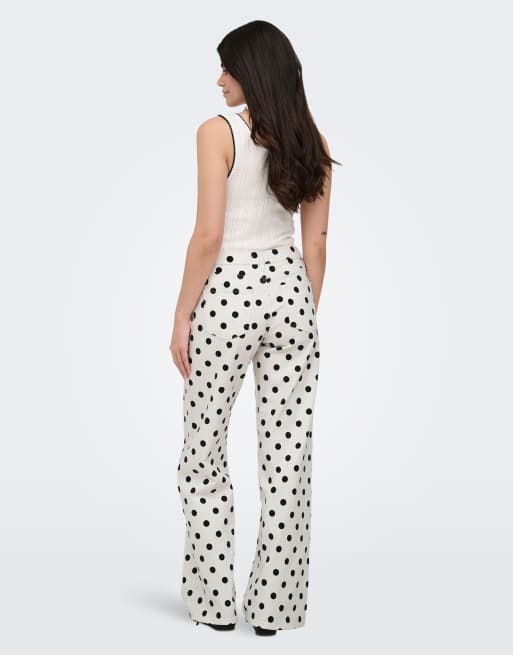 ONLY wide leg jeans in white polka dot, 3 of 5