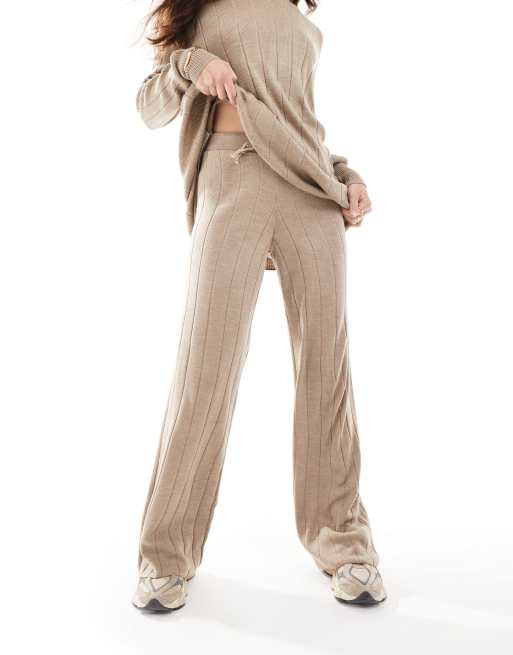 ONLY wide leg knitted pants in sand - part of a set