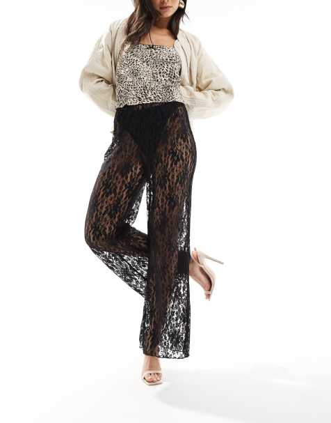ONLY wide leg lace pants in black - view 1