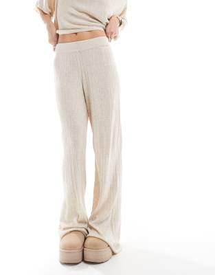Only Wide Leg Lightweight Knit Pants In Neutral