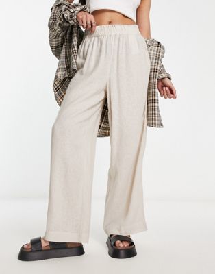 Only wide leg linen trousers in stone