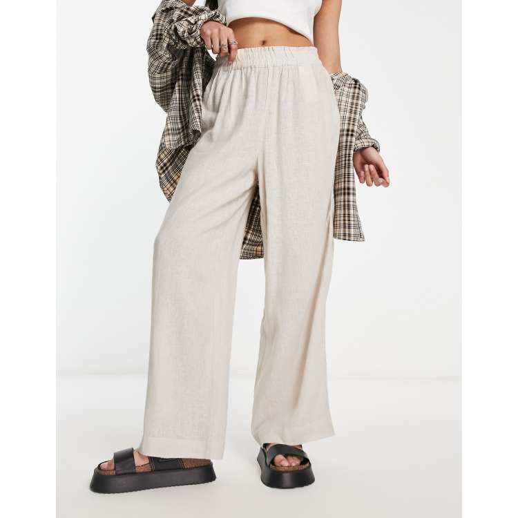 Only wide leg linen trousers in stone