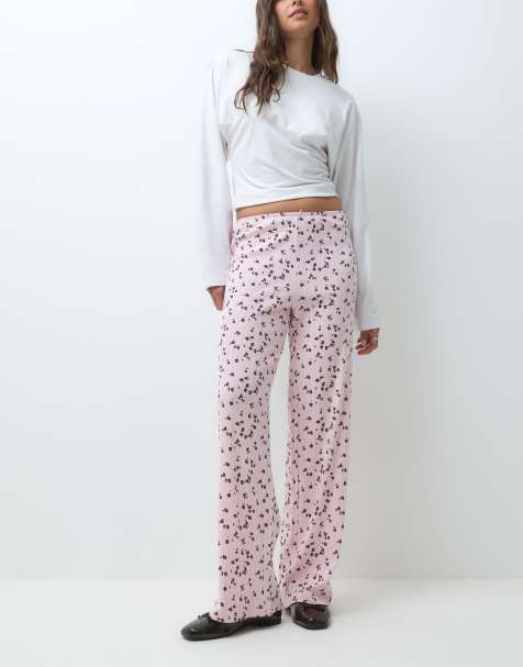 ONLY wide leg lounge pants co-ord in pink floral - view 1