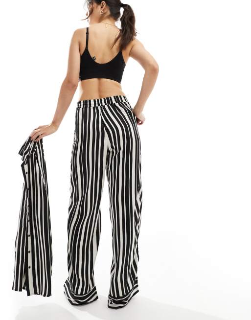 Angie Striped Wide Leg Pant - Women's Pants in Black White