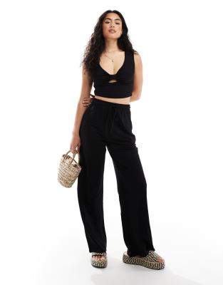 wide leg pants in black - part of a set