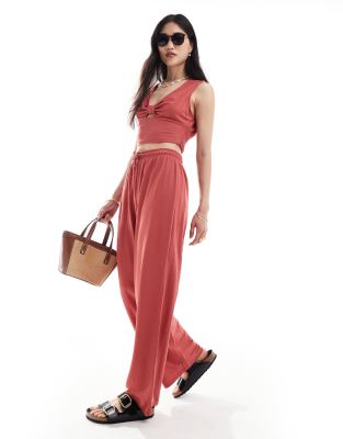 wide leg pants in rust - part of a set-Black