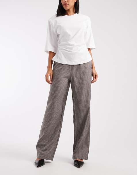 ONLY wide leg pinstripes trousers in grey - view 1