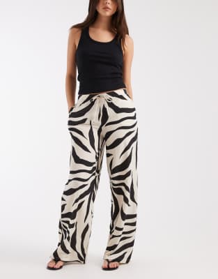 Only Wide Leg Pull On Pants In Black