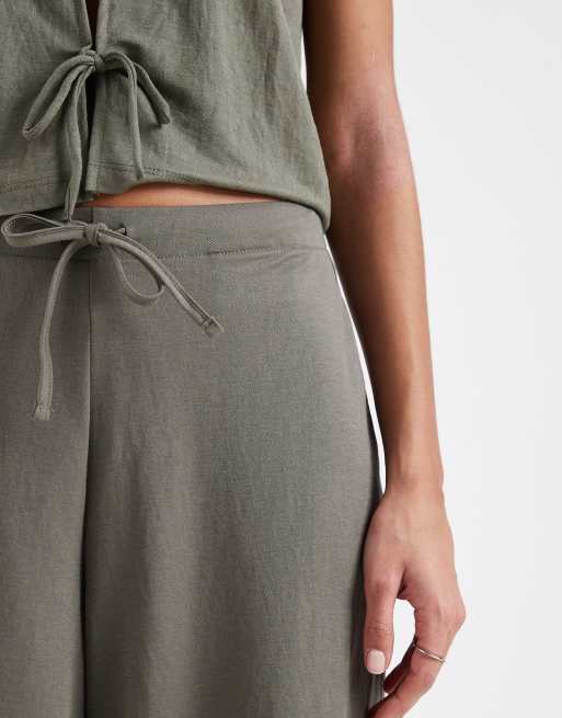 ONLY wide leg pull on pants in khaki - part of a set, 5 of 5