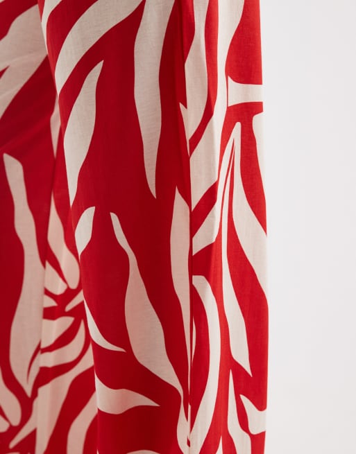 ONLY wide leg pull on pants in red floral, 2 of 5