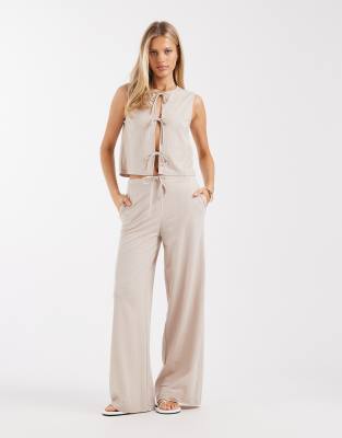 ONLY wide leg pull on pants in stone - part of a set