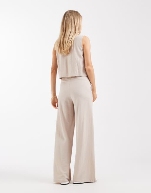 ONLY wide leg pull on pants in stone - part of a set, 3 of 5