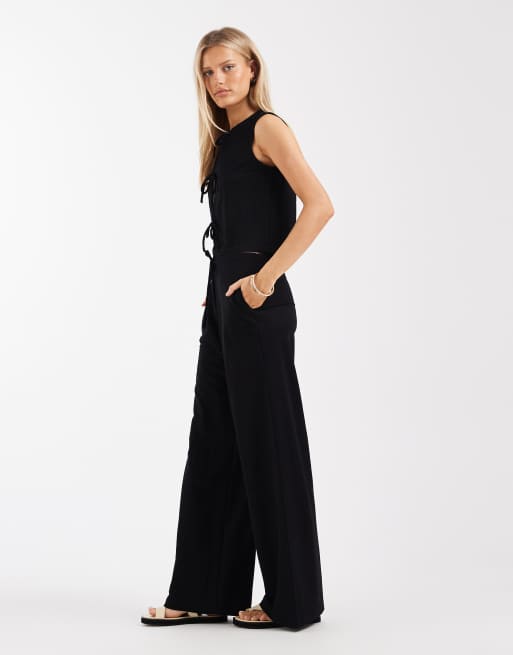 ONLY wide leg pull on trouser co-ord in black, 3 of 5