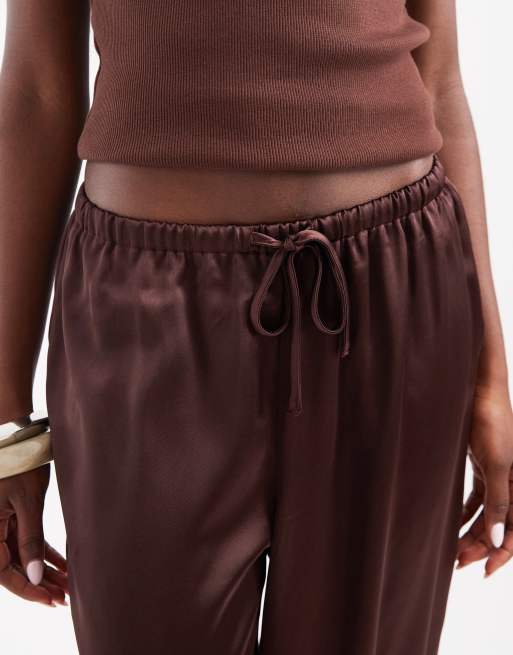 ONLY wide leg satin pants in brown, 5 of 5