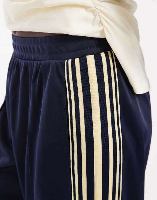 ONLY wide leg satin trousers with side stripes in navy, 3 of 5