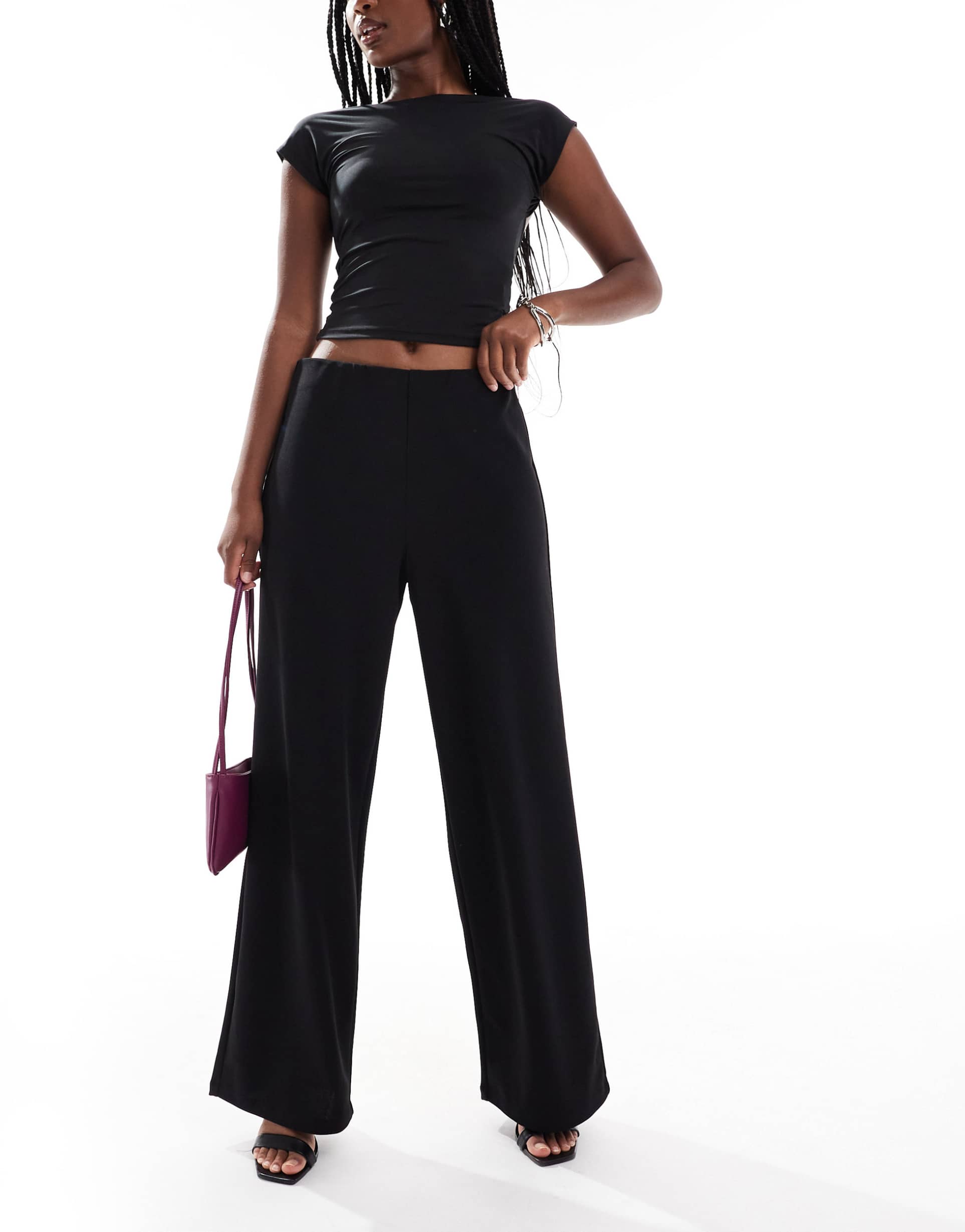 only wide leg tailored pants in black
