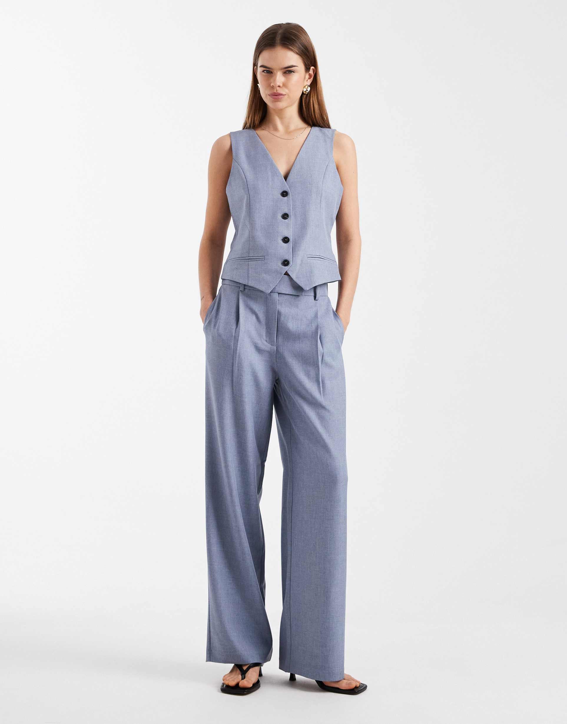 only wide leg tailored pants in vintage indigo - part of a set