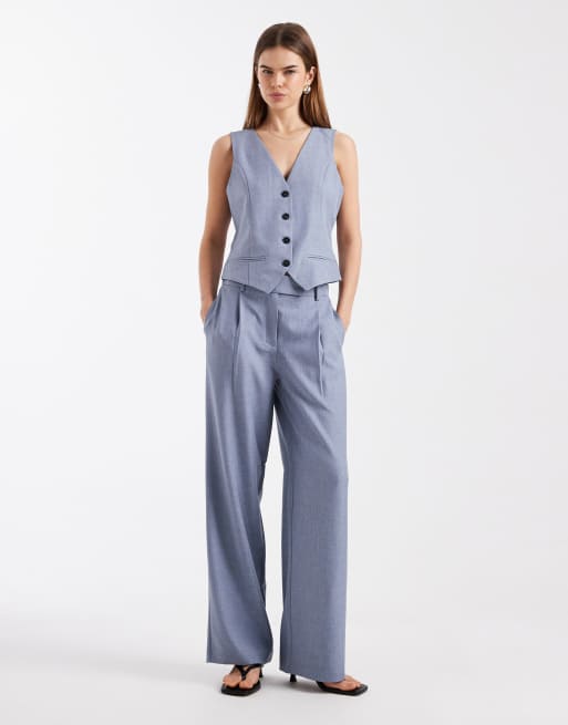 ONLY wide leg tailored pants in vintage indigo (part of a set)