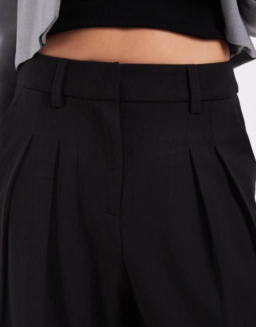 ONLY wide leg tailored pants with pleat detail in black, 5 of 5