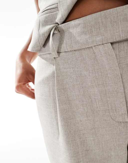 ONLY wide leg tailored trousers co-ord in beige, 5 of 5