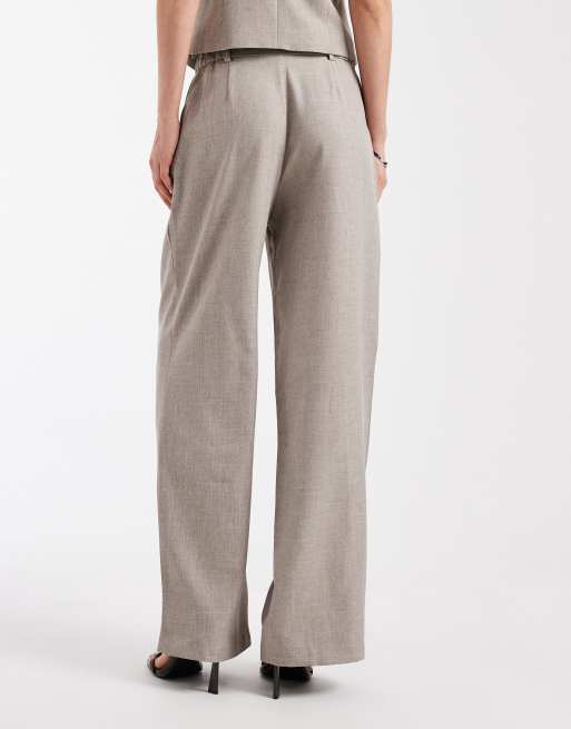 ONLY wide leg tailored trousers co-ord in beige, 3 of 5
