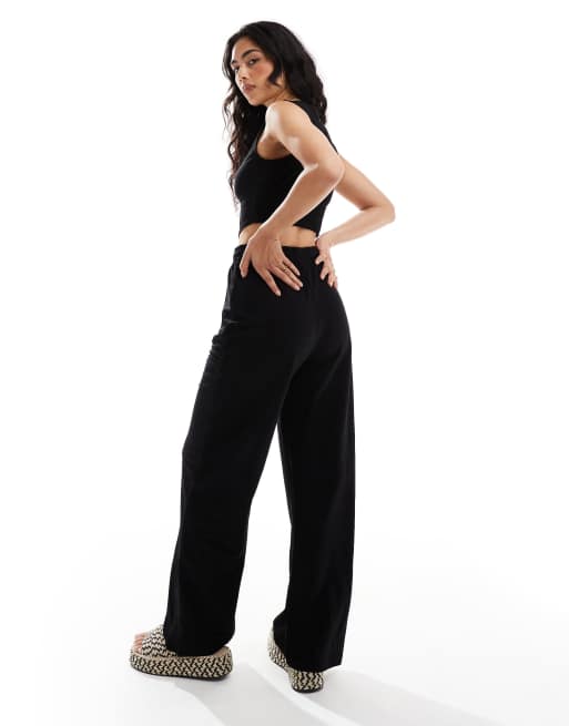 ONLY wide leg trouser co-ord in black , 3 of 5