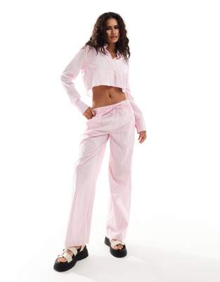 ONLY ONLY wide leg trouser co-ord in pink and red stripe-Multi
