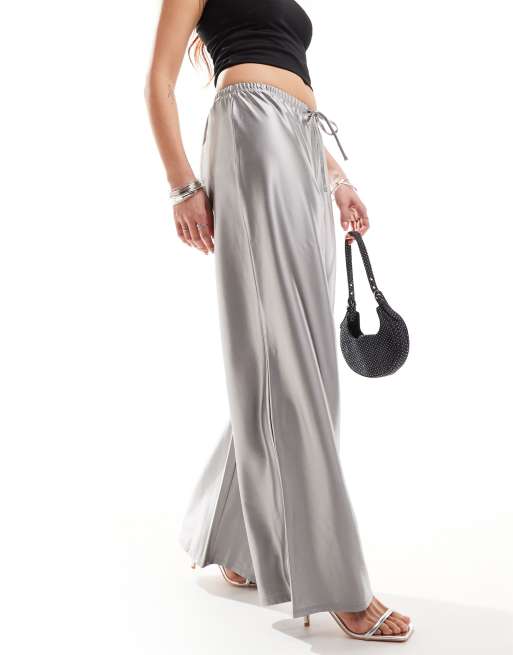 ONLY wide leg trouser in liquid silver  