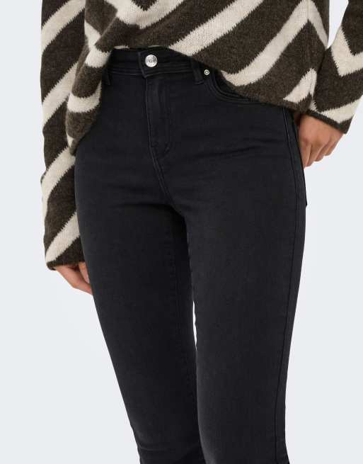 ONLY Wow mid rise skinny ankle length jeans in black denim, 4 of 7