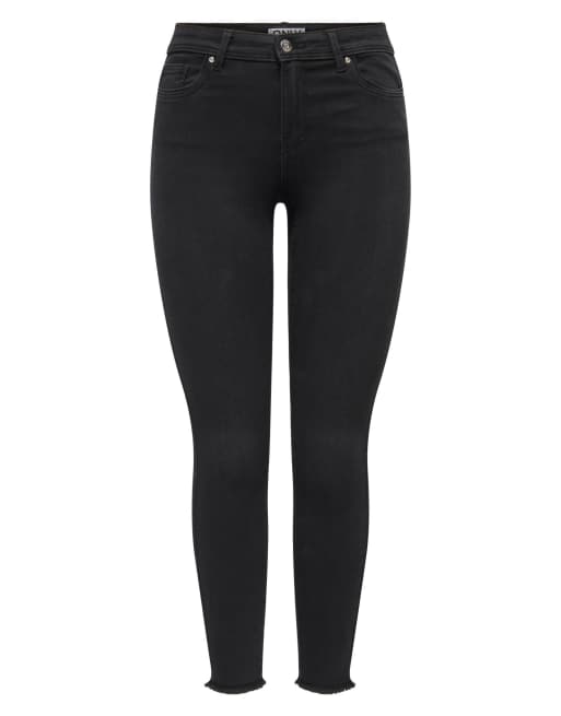 ONLY Wow Skinny-Jeans mit mittelhohem Bund und Knöchellänge in schwarzem Denim, 6 von 7