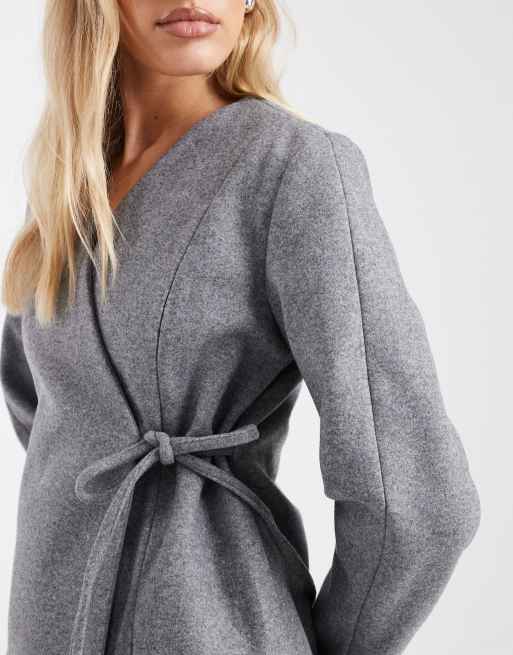 ONLY wrap around tie side structured jacket in grey, 2 of 4