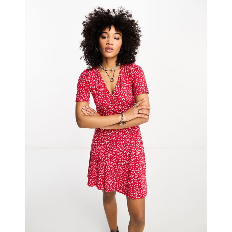open lace back dress Neelia Mini Dress Red Floral main image 1