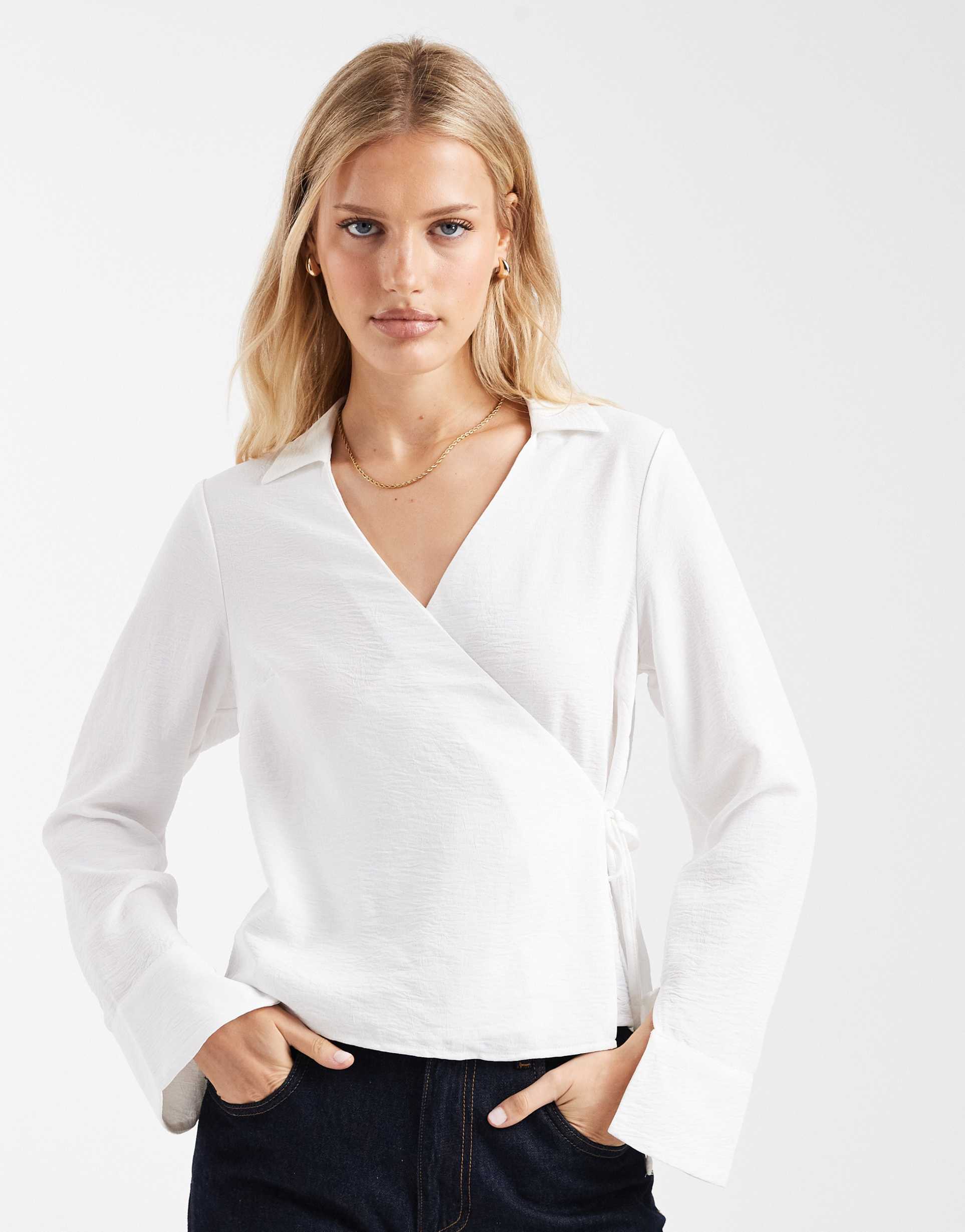 only wrap shirt in white