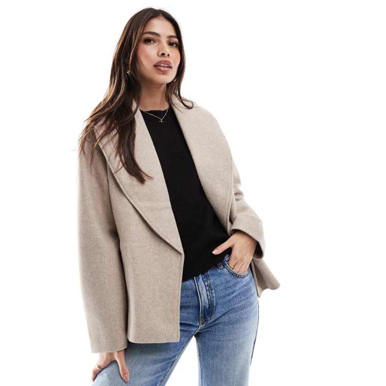 ONLY wrapped short coat in beige | ASOS