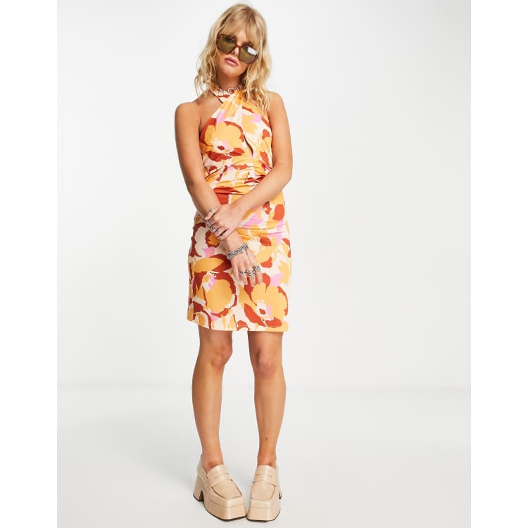 Only x Neon Nylon Robe courte dos nu pr s du corps imprim
