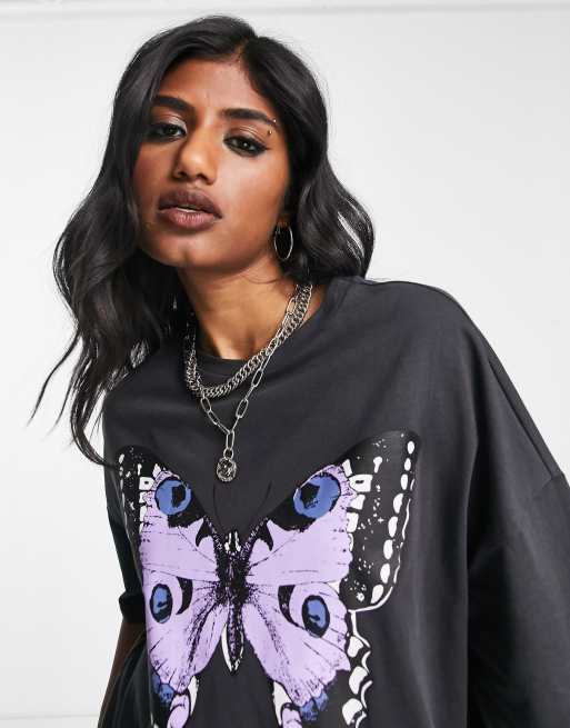 Only x Neon & Nylon t-shirt with butterfly print in black