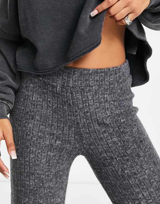 Only - Zachte, geribbelde broek met wijde pijpen in antraciet, deel van co-ord set, 3 van 4