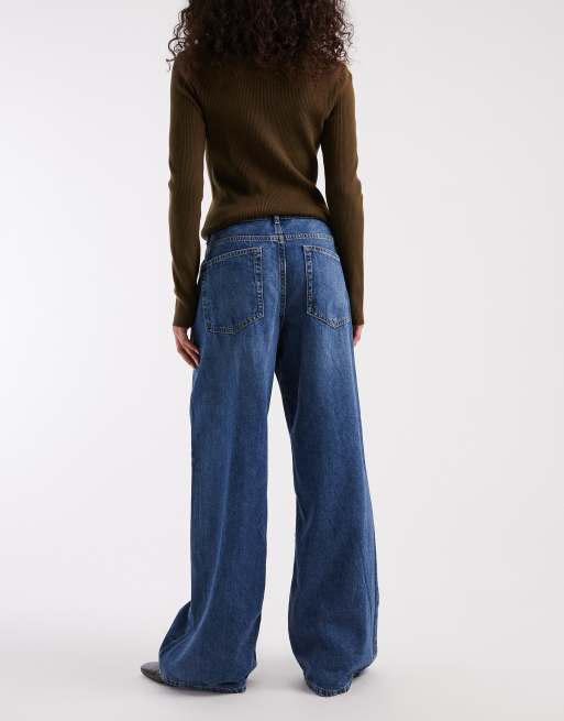 ONLY - Zachte jeans met wijde pijpen en hoge taille in middenblauw, 2 van 5