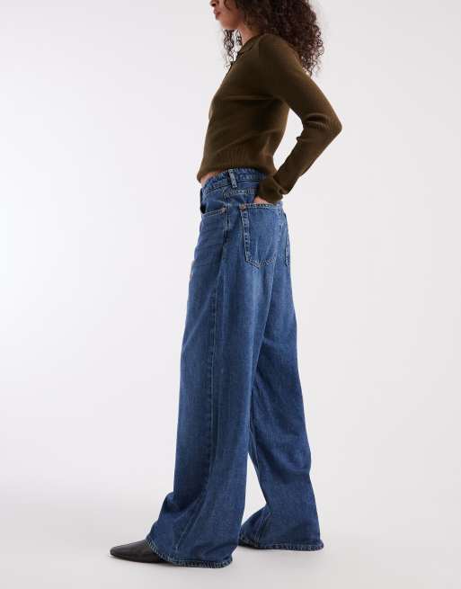 ONLY - Zachte jeans met wijde pijpen en hoge taille in middenblauw, 3 van 5