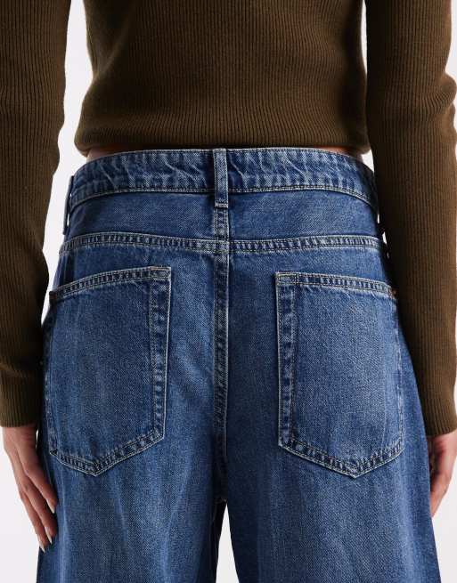 ONLY - Zachte jeans met wijde pijpen en hoge taille in middenblauw, 4 van 5