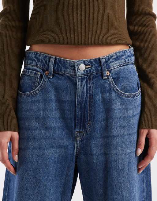 ONLY - Zachte jeans met wijde pijpen en hoge taille in middenblauw, 5 van 5