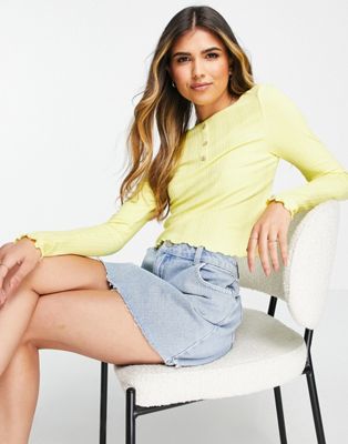 Only zenia long sleeve top in yellow
