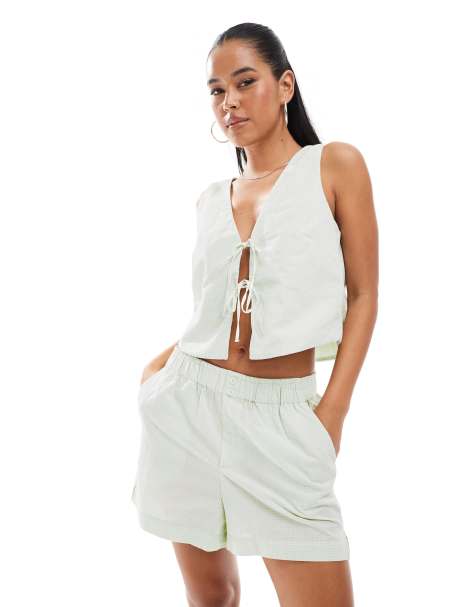 ONLY boxer shorts co-ord in green gingham